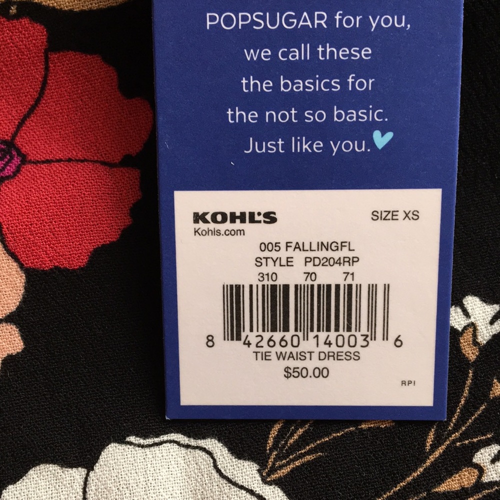 BEAUTIFUL New NWT Kohl’s PopSugar Dark Floral FLOWER Dress Small XS OR SMALL